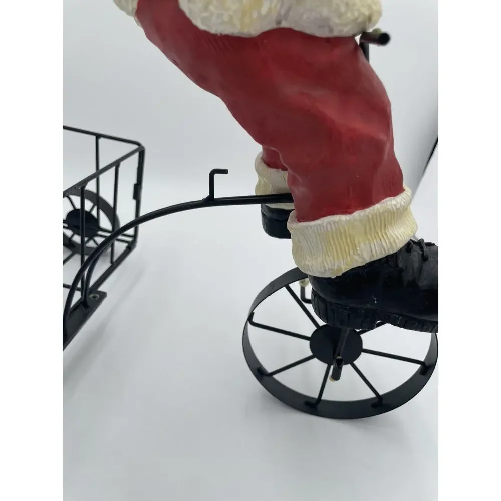 Large Oversized Christmas Decoration Vintage Santa Clause Riding Tricyle Basket